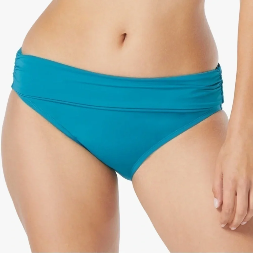Coco Reef Classic Solids Impulse Rollover Bikini Swim Bottom Blue teal cove